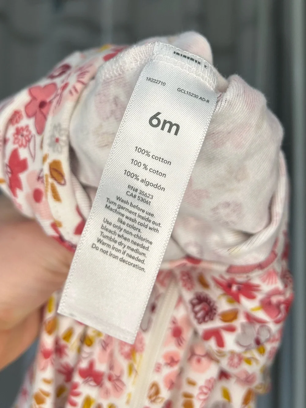 🌸CARTER’S Floral Zip-Front Baby One-Piece Sleeper - 6 Months